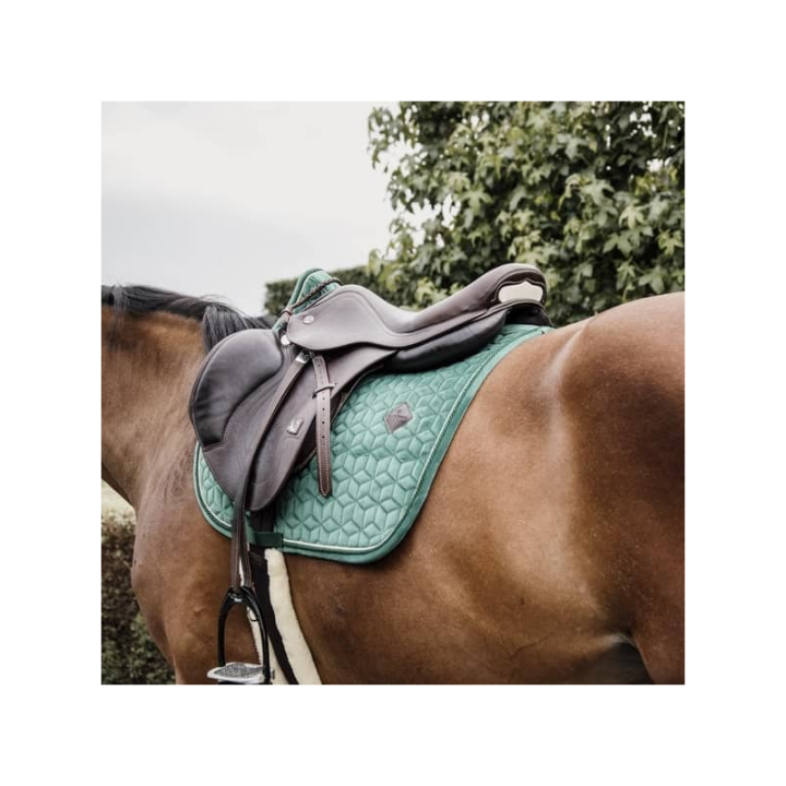 Tapis selle velours vert fonce