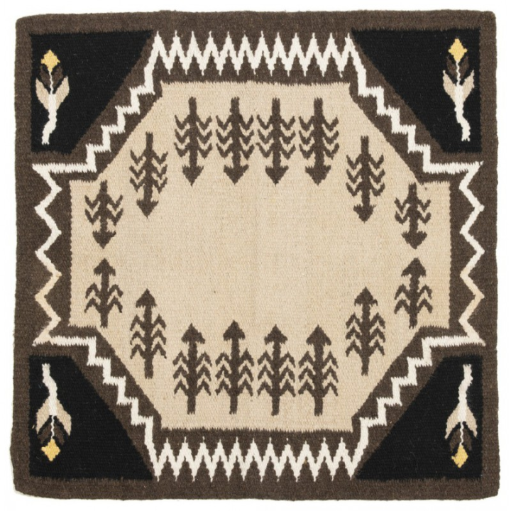 Tapis navajo laine sioux brun beige