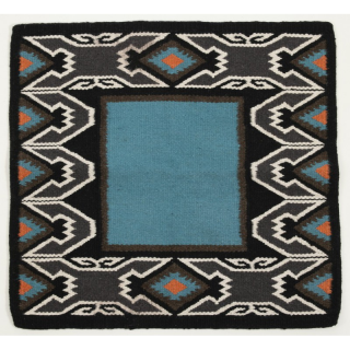 Tapis navajo laine nebraska bleu