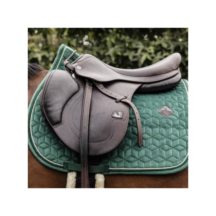 Tapis selle velours vert fonce