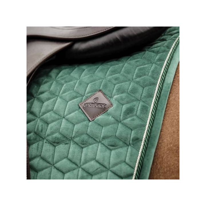 Tapis selle velours vert fonce